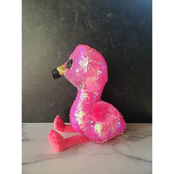 TY Flippables Pinky Pink Flamingo Plush Stuffed Animal Sequins 14 Inch 2018 - Picture 2 of 10